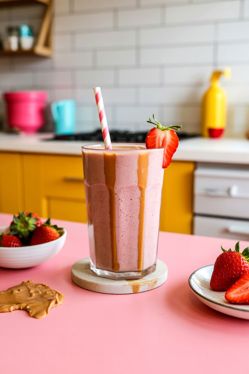 Peanut Butter Strawberry Smoothie - 25 Valentine's Day Smoothie Recipes
