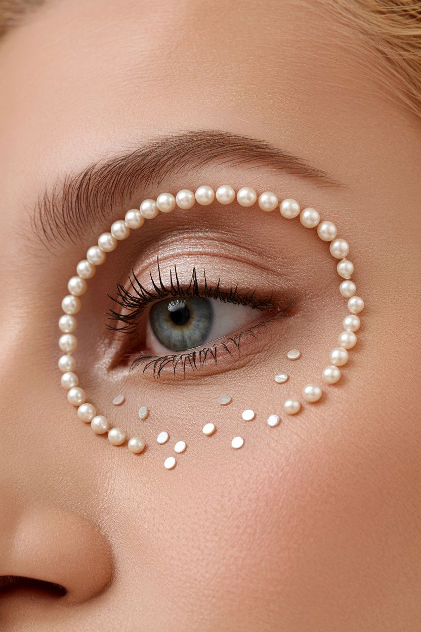 Pearl Accent Eye Makeup - 25 Editorial Valentine's Day Makeup