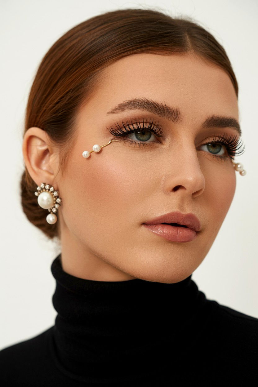 Pearl Accent Lashes - 25 Valentine's Day False Lash Looks