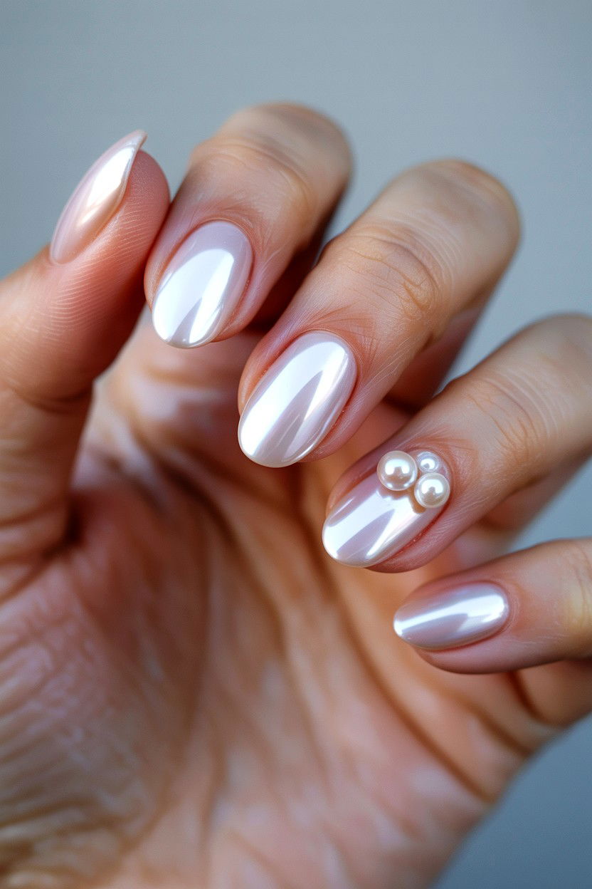 Pearl Accent Nails - 25 Minimalist Valentine's Day Nails