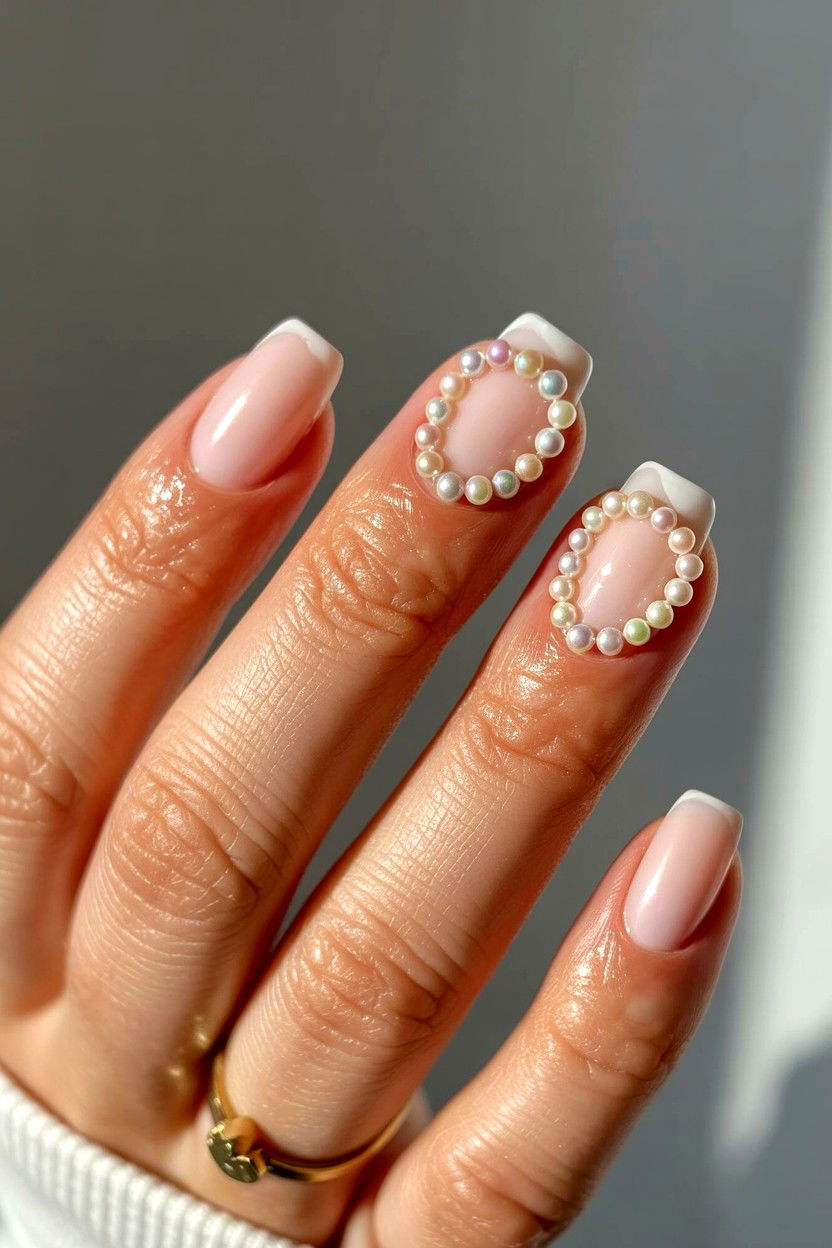 Pearl Accent Nails - 25 Valentine's Day Nail Art Ideas