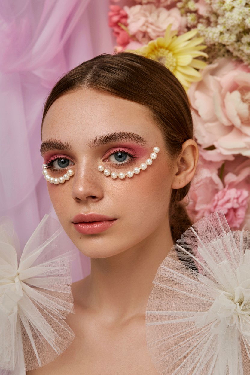 Pearl Accents - 25 Easy Valentine's Day Makeup Looks