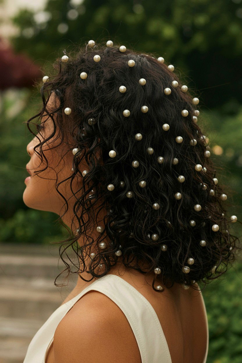 Pearl Accessories - 25 Valentine's Day Natural Hair Ideas