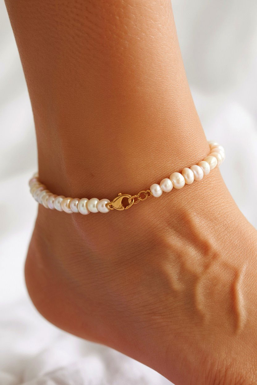 Pearl Bead Anklet - 25 Valentine's Day Anklet Ideas