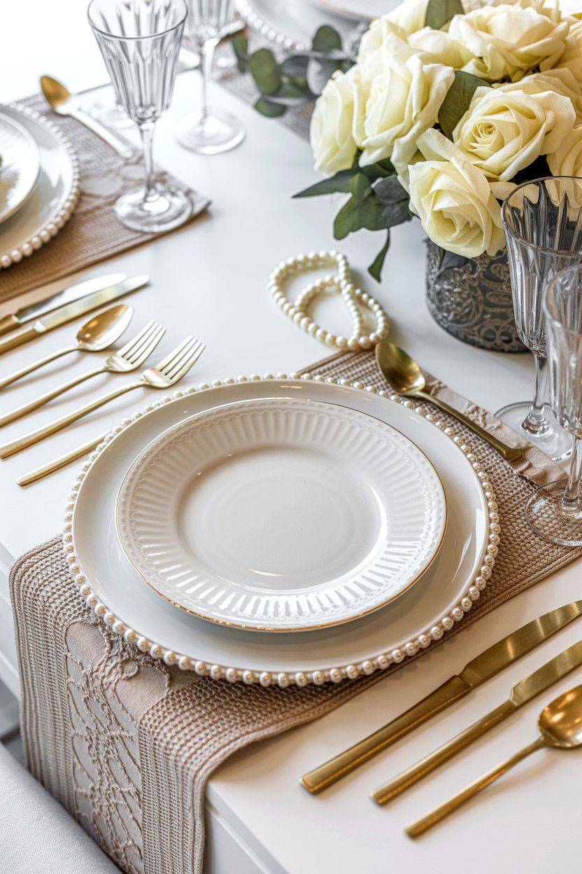 Pearl Beaded Charger - 25 Valentine's Day Charger Plate Ideas