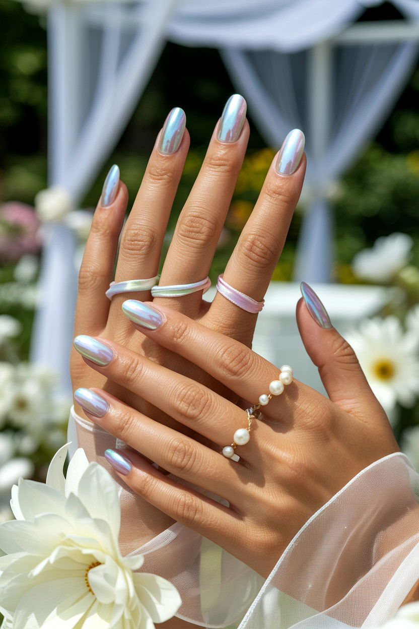 Pearl Chrome - 25 Chrome Valentine's Day Nail Ideas