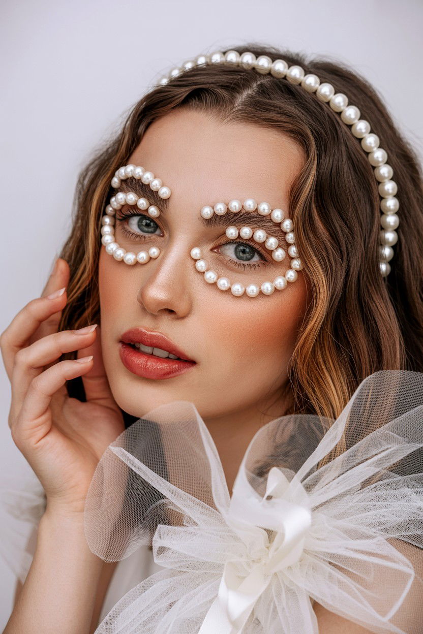 Pearl Face Gems - 25 Valentine's Day Makeup Looks