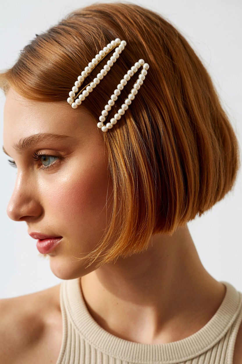 Pearl Hair Clips Short Hair - 25 Valentine's Day Short Hair Ideas