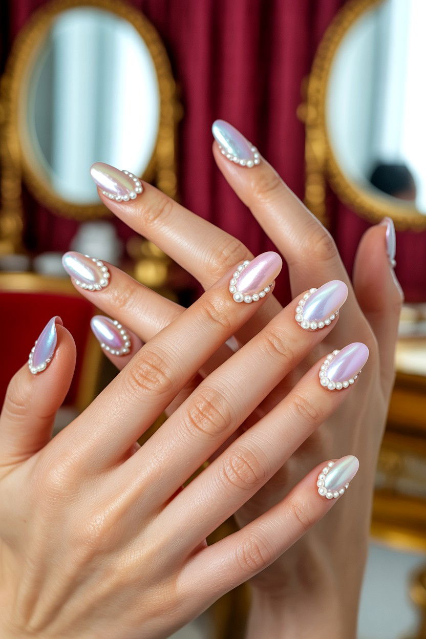 Pearl Heart Nails - 25 Gel Valentine's Day Nail Ideas