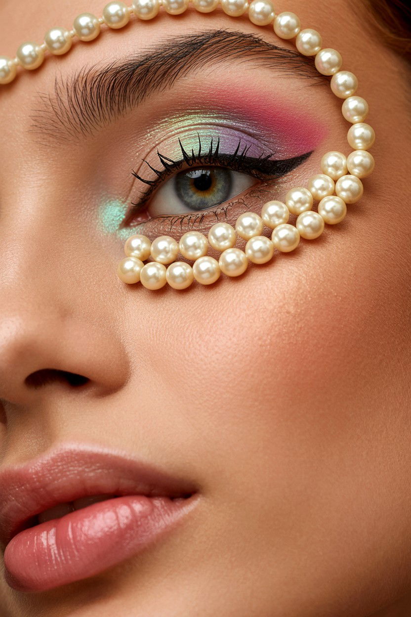 Pearl Makeup Accents - 25 Valentine's Day Makeup Tutorials