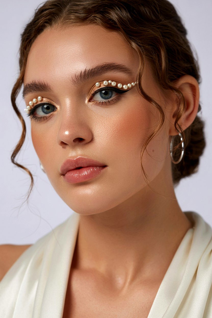 Pearl eyeliner - 25 Valentine's Day Eyeliner Ideas