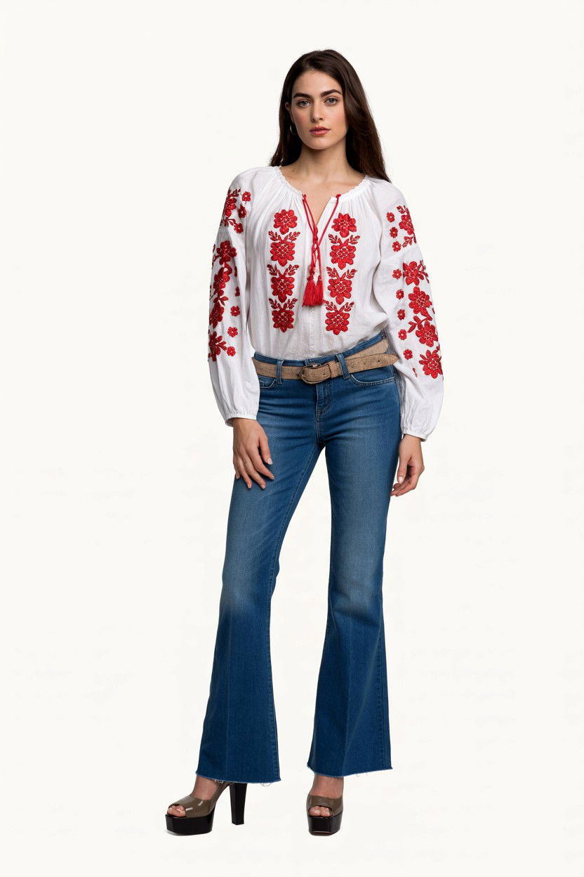 Peasant Blouse And Flare Jeans - 25 Valentine's Day Boho Outfits