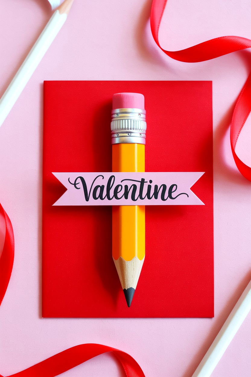 Pencil Valentine - 25 Valentine's Day Teacher Card Ideas
