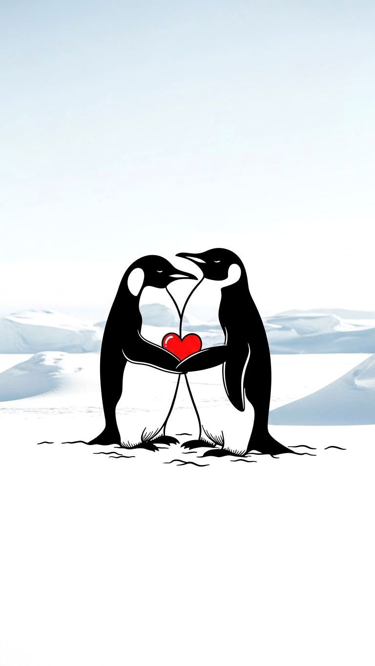 Penguin Love Sketch - 25 valentine's day drawings