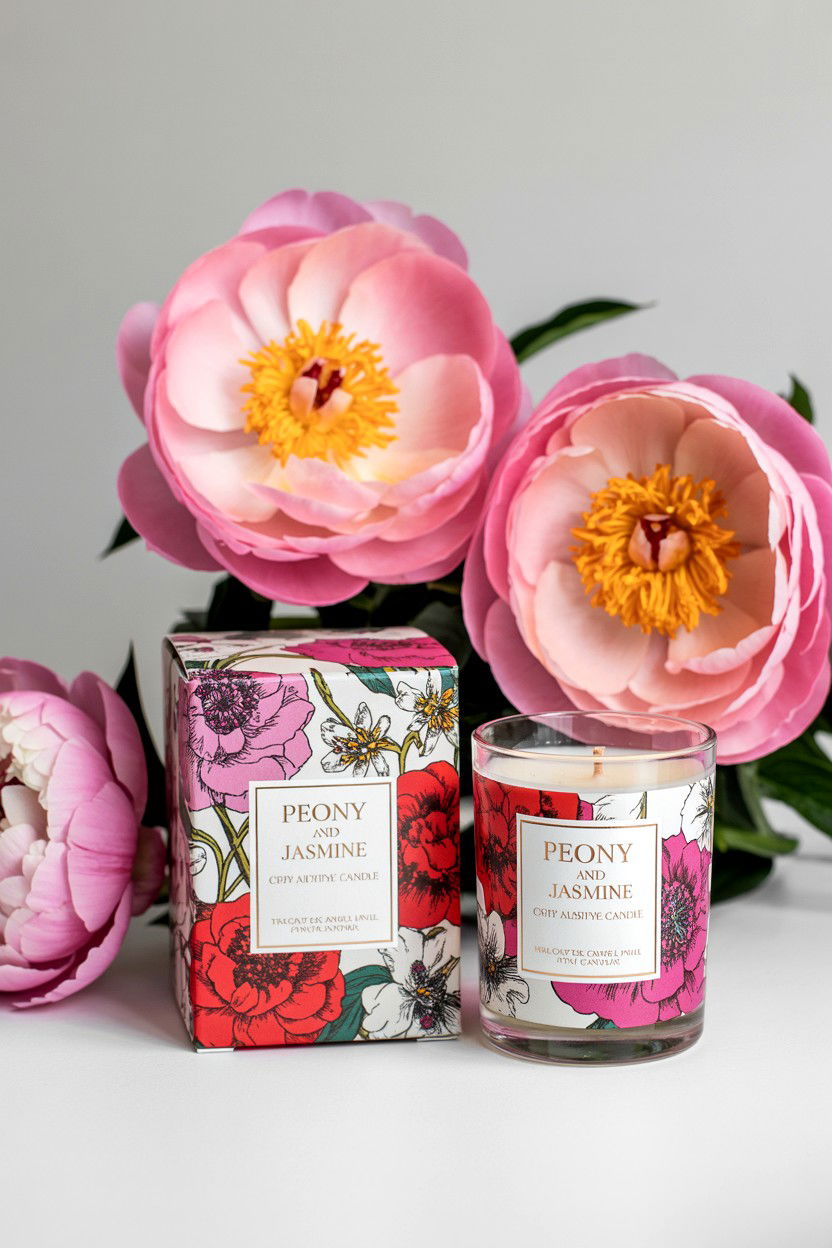 Peony And Jasmine Candle Box - 25 Valentine's Day Candle Gift Set Ideas