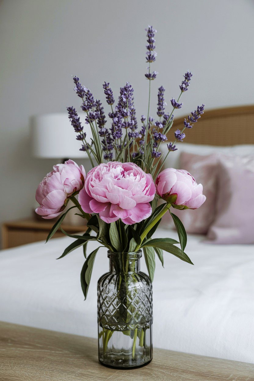 Peony And Lavender Mix - 25 Valentine's Day Peony Arrangement Ideas