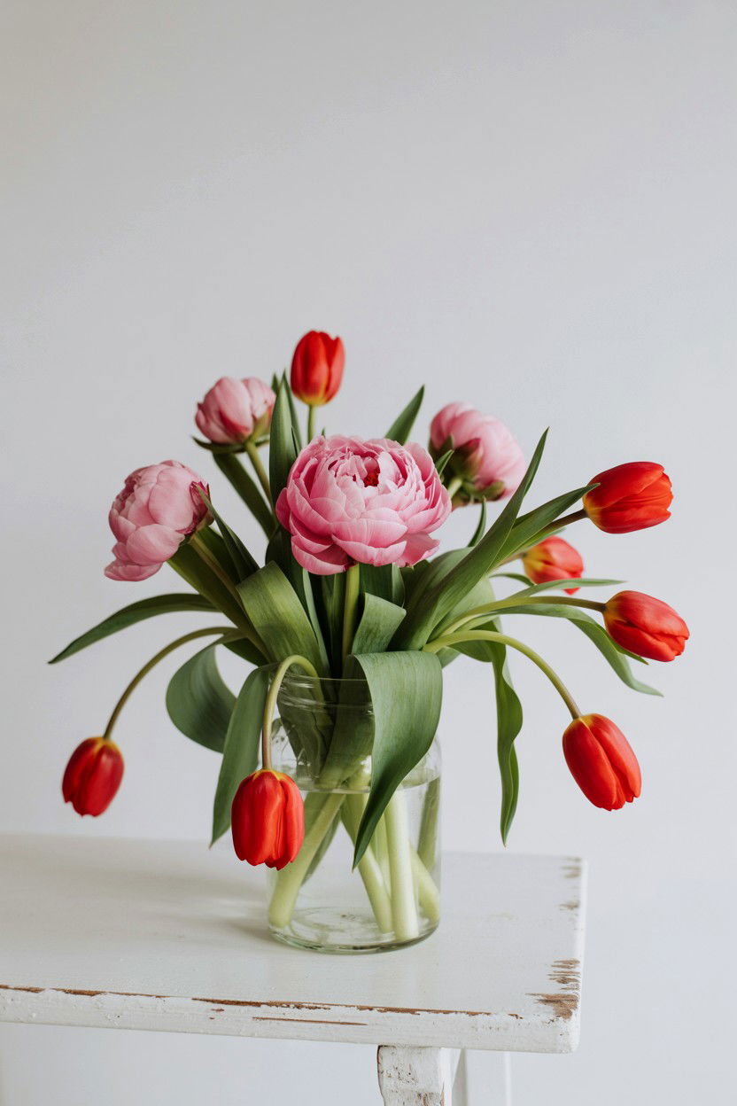 Peony And Tulip Arrangement - 25 Valentine's Day Peony Arrangement Ideas