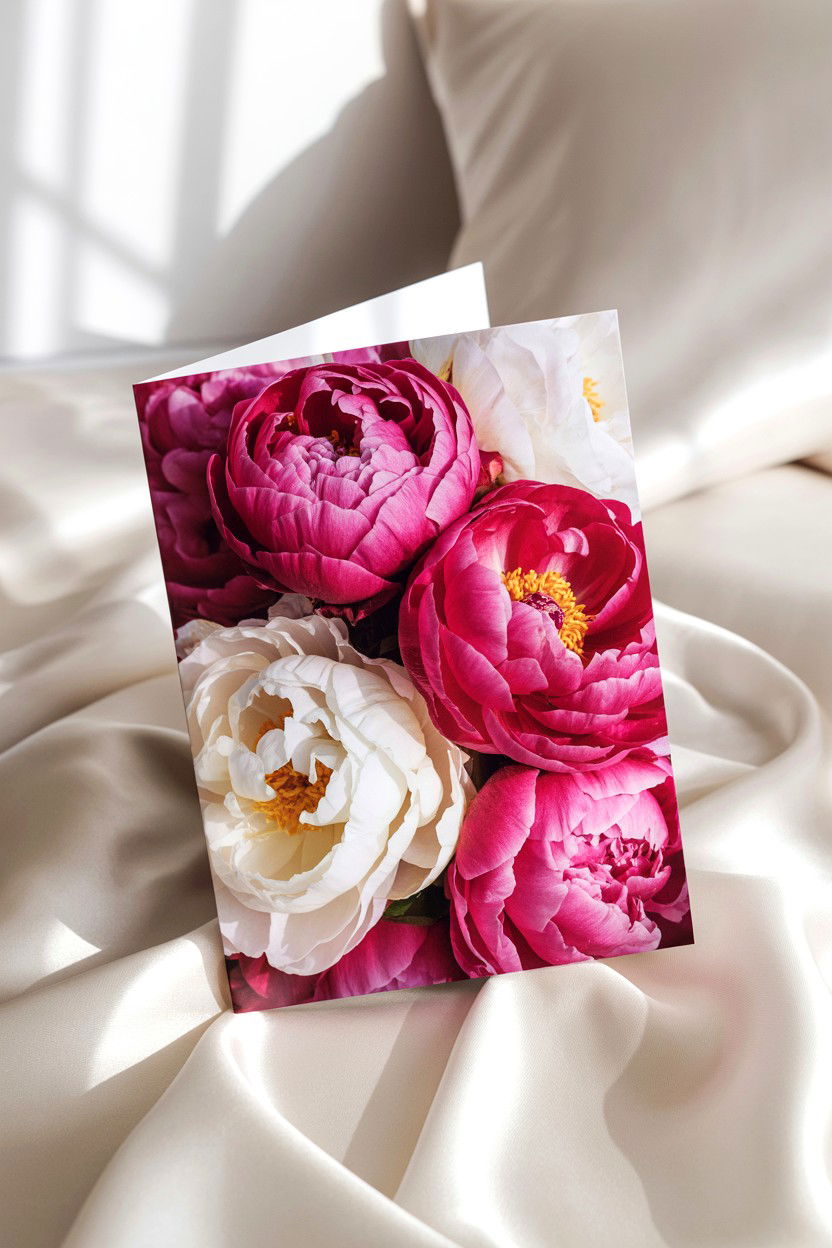 Peony Bouquet Card - 25 Floral Valentine's Day Card Ideas