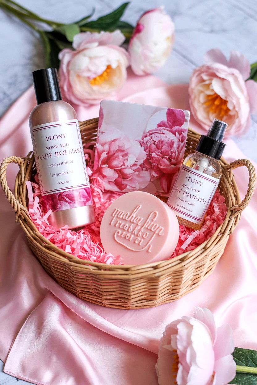 Peony Scented Gift Set - 25 Valentine's Day Bath Gift Basket Ideas