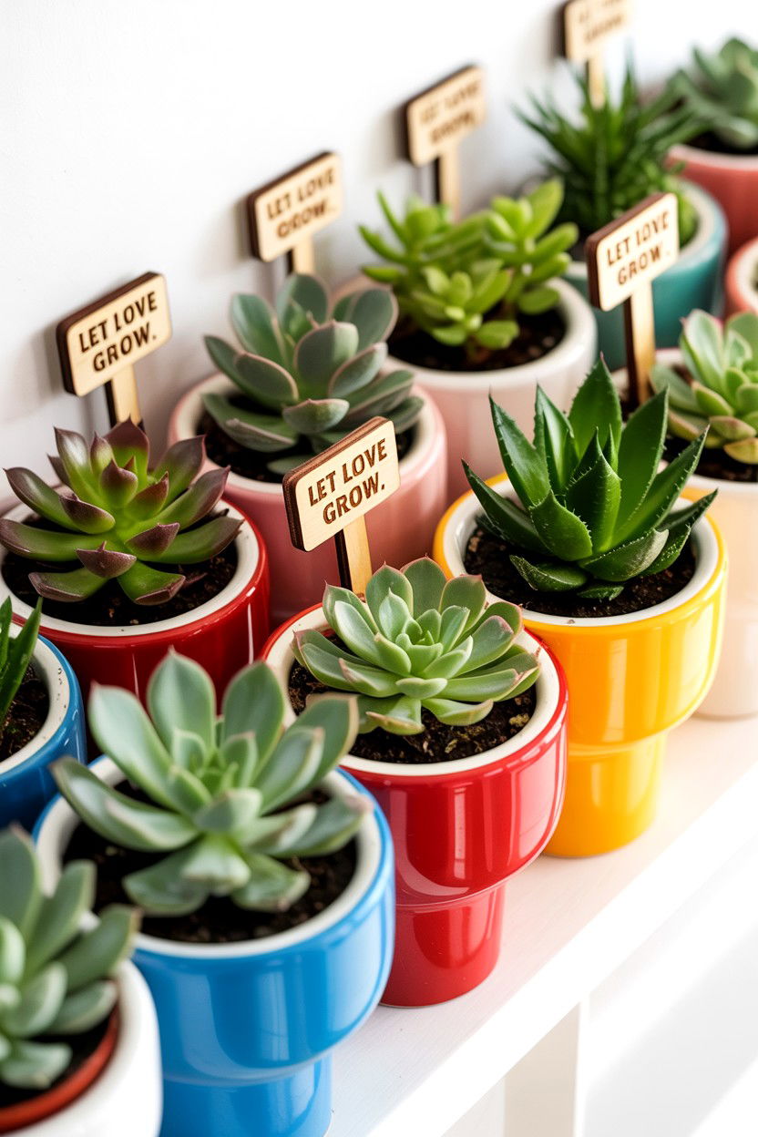 Personalized Desk Succulents - 25 Valentine's Day Office Surprise Ideas
