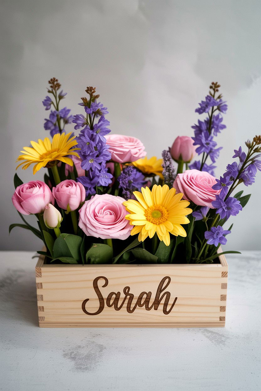 Personalized Flower Box - 25 Valentine's Day Flower Box Ideas