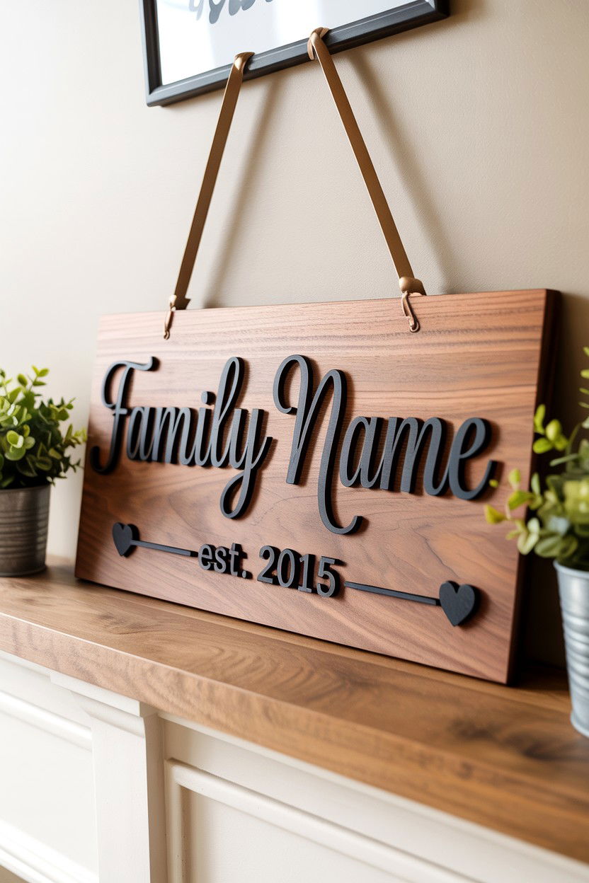 Personalized Last Name Sign - 25 Valentine's Day Wood Sign Ideas