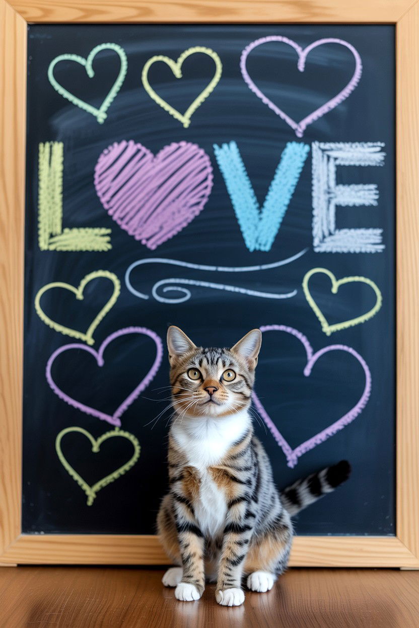 Pet With Blackboard Drawing - 25 Valentine's Day Pet Portrait Ideas