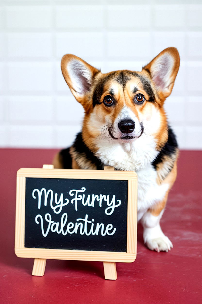Pet With Chalkboard Sign - 25 Valentine's Day Pet Portrait Ideas