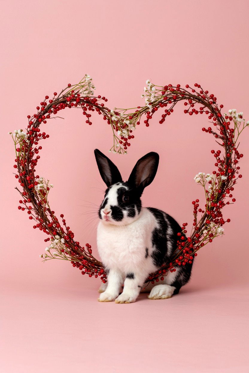 Pet With Heart Wreath - 25 Valentine's Day Pet Portrait Ideas
