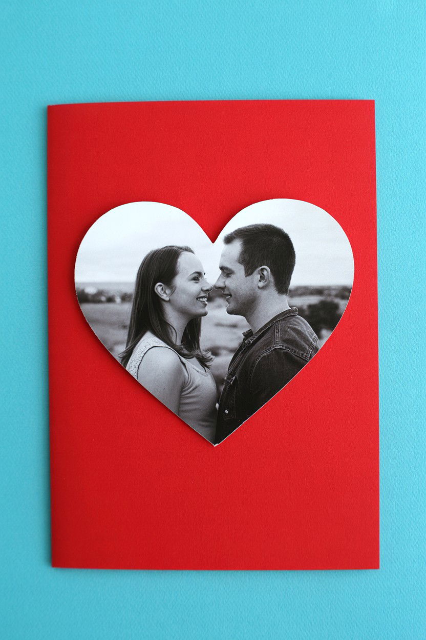 Photo Heart Card - 25 Heart Valentine's Day Card Ideas