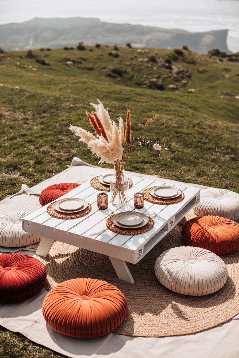Picnic Floor Table Setting - 25 Romantic Table Setting Ideas