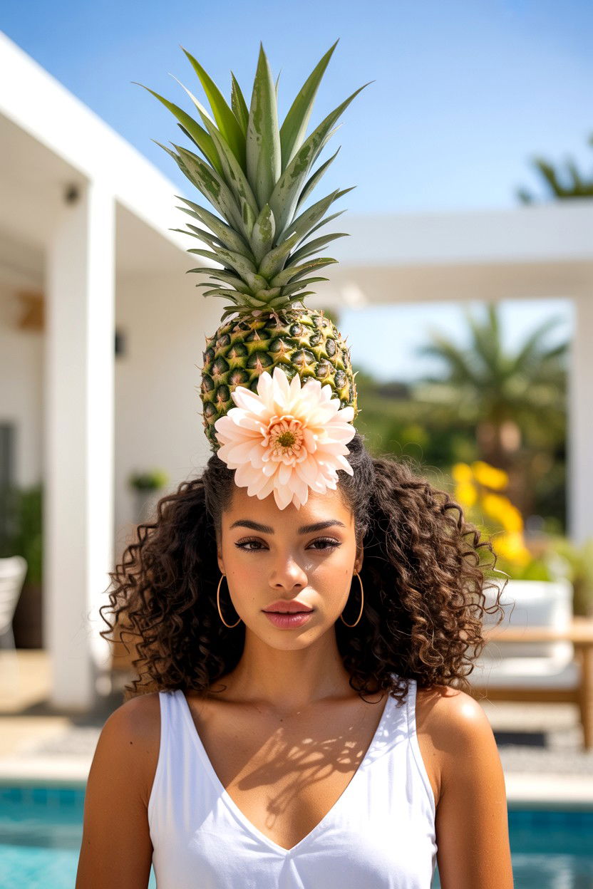 Pineapple Updo - 25 Valentine's Day Natural Hair Ideas