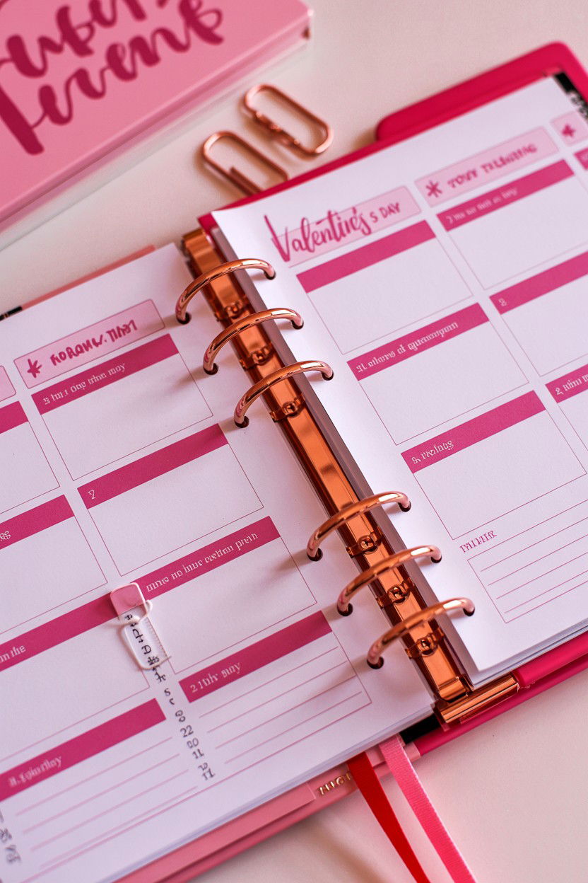 Pink Aesthetic Planner Setup - 25 Valentine's Day Planner Ideas
