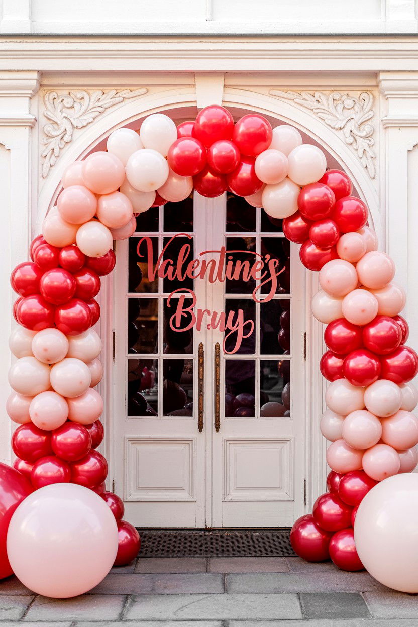 Pink And Red Balloon Arch - 25 Valentine's Day Brunch Party Ideas