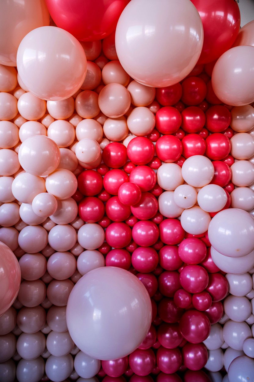 Pink And Red Balloon Wall - 25 Valentine's Day Party Balloon Ideas
