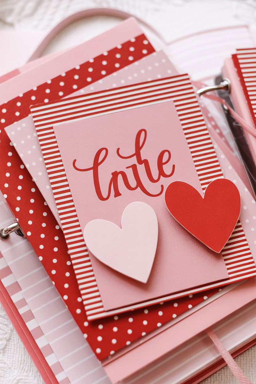 Pink And Red Scrapbook Theme - 25 Valentine's Day Scrapbook Layout Ideas