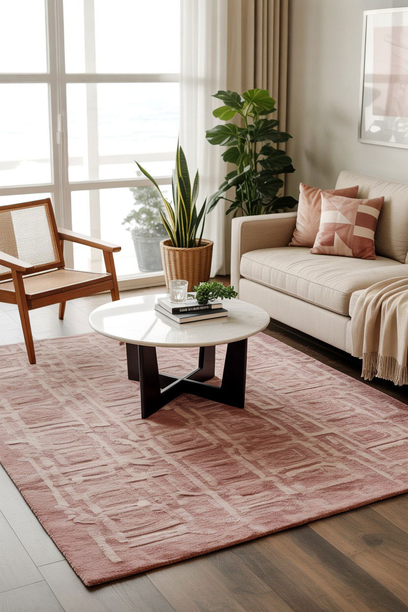 Pink Area Rug - 25 Valentine's Day Living Room Decor Ideas