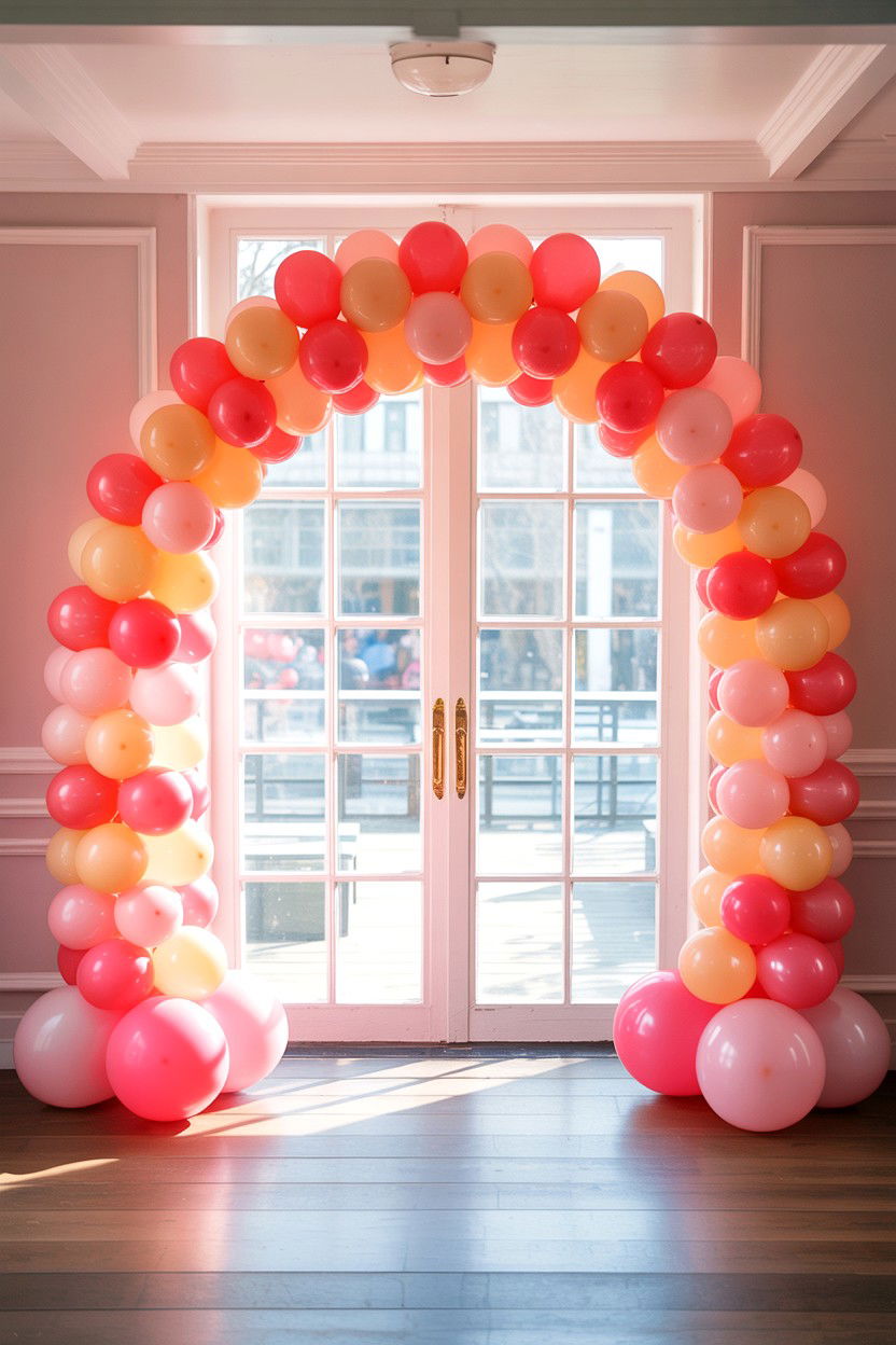 Pink Balloon Arch - 25 Valentine's Day Living Room Decor Ideas