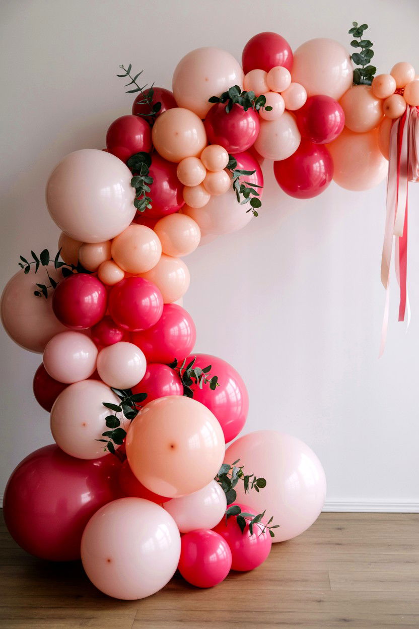 Pink Balloon Arch - 25 Valentine's Day Pink Balloon Ideas