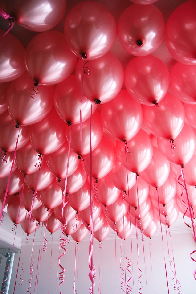 Pink Balloon Ceiling Decoration - 25 Valentine's Day Pink Balloon Ideas