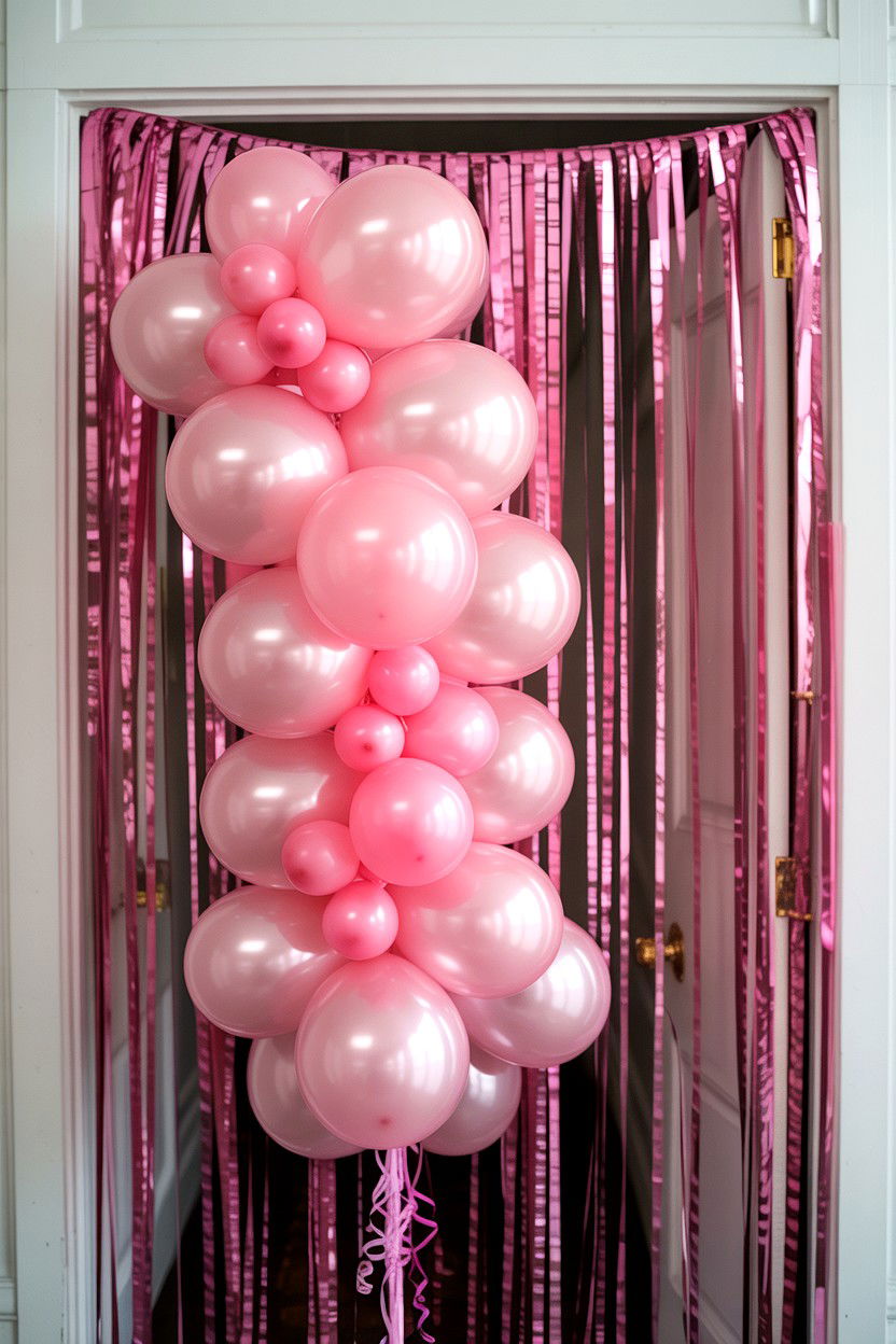 Pink Balloon Door Fringe - 25 Valentine's Day Pink Balloon Ideas