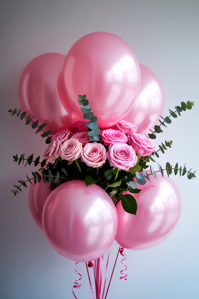 Pink Balloon Flower Combo - 25 Valentine's Day Pink Balloon Ideas