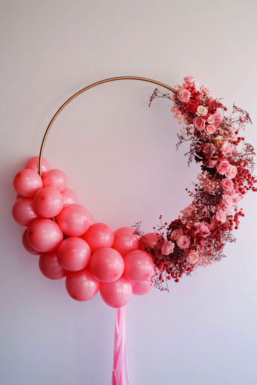 Pink Balloon Hoop - 25 Valentine's Day Pink Balloon Ideas
