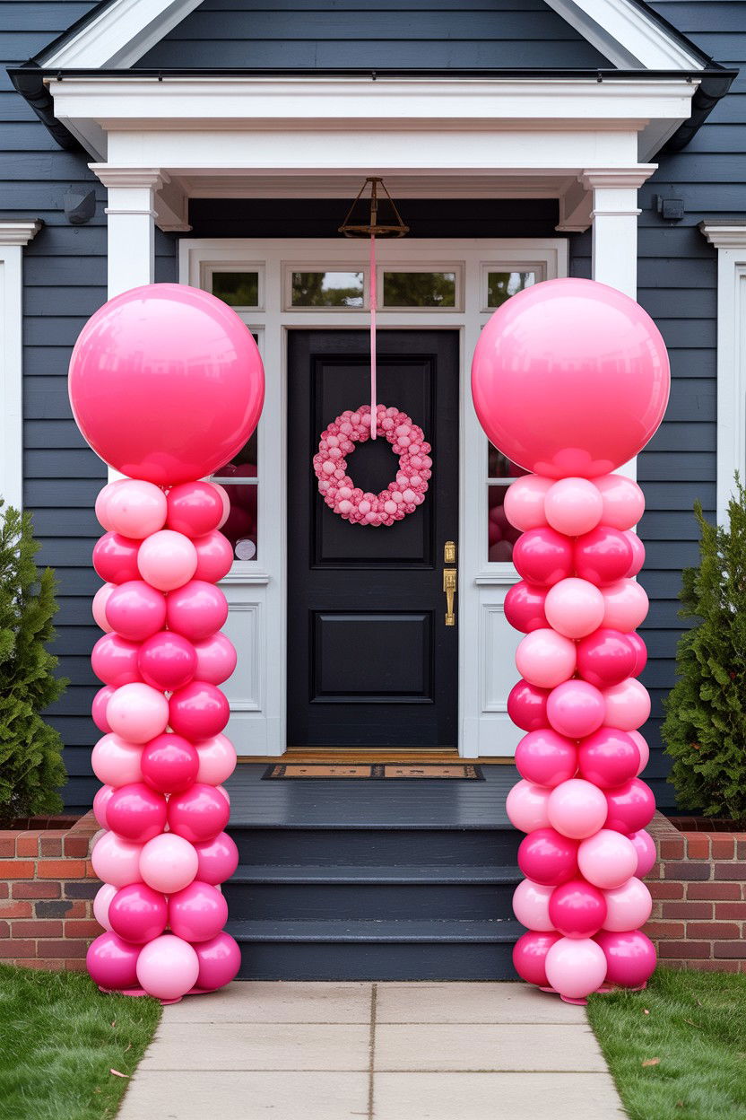 Pink Balloon Outdoor Entrance - 25 Valentine's Day Pink Balloon Ideas
