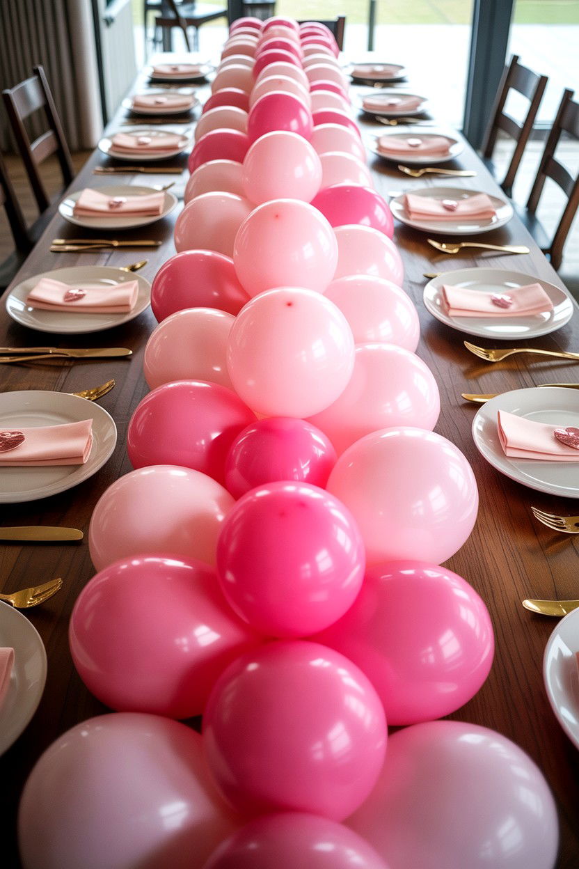 Pink Balloon Table Runner - 25 Valentine's Day Pink Balloon Ideas
