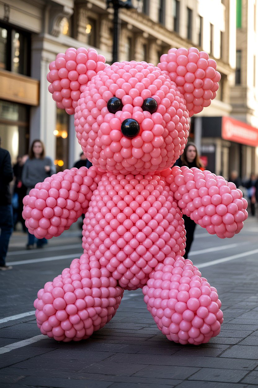 Pink Balloon Teddy Bear - 25 Valentine's Day Pink Balloon Ideas