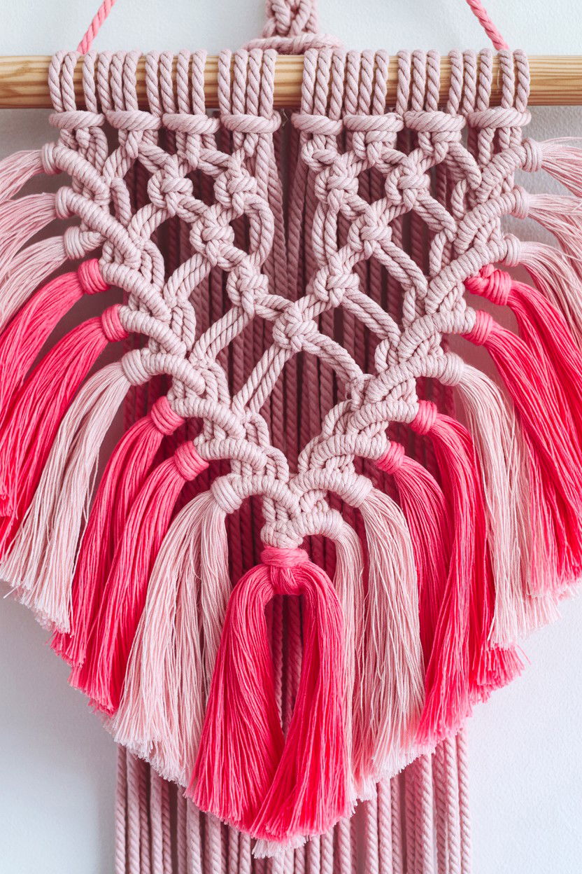 Pink Boho Macrame - 25 Valentine's Day Wall Decor Ideas