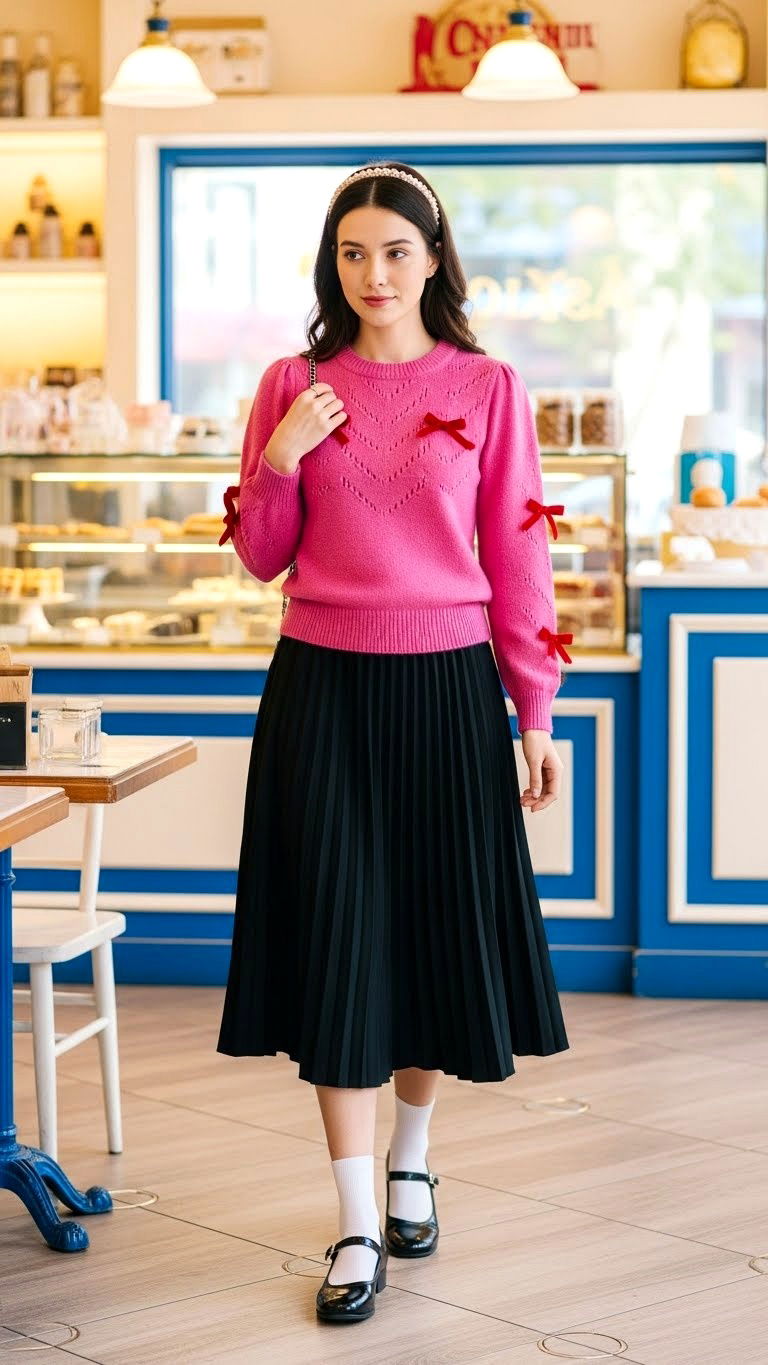 Pink Bow Detail Knit - 25 valentine's day sweater ideas