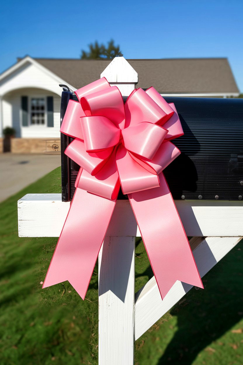 Pink Bow Mailbox Decor - 25 Valentine's Day Mailbox Decorating Ideas