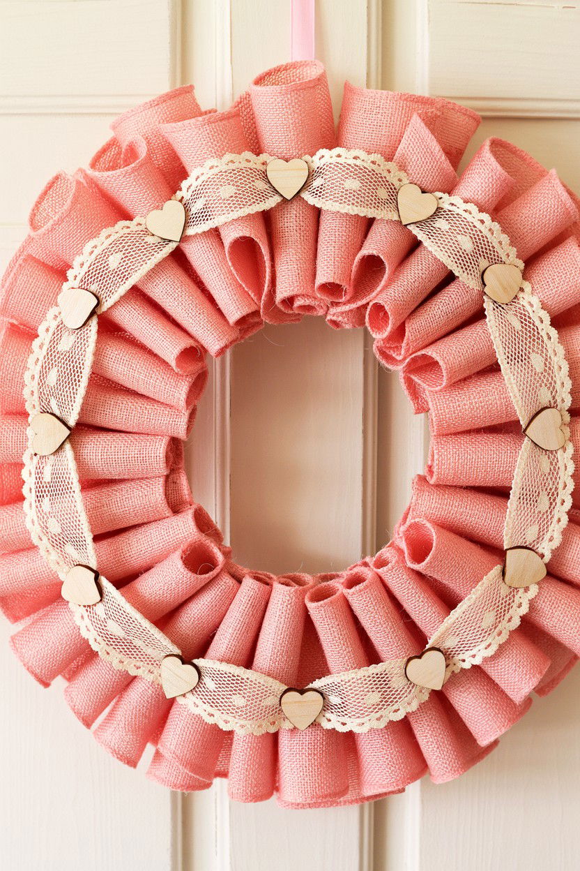 Pink Burlap Wreath - 25 Pink Valentine's Day Wreath Ideas